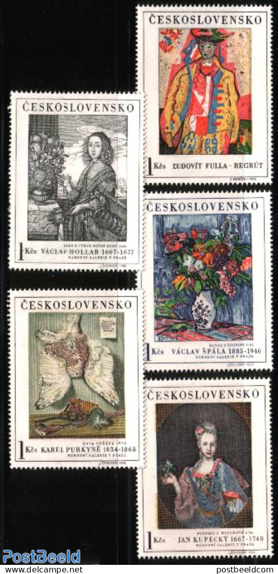 Czechoslovkia 1966 Paintings 5v, Mint NH, Nature - Hunting - Owls - Art - Modern Art (1850-present) - Sonstige & Ohne Zuordnung