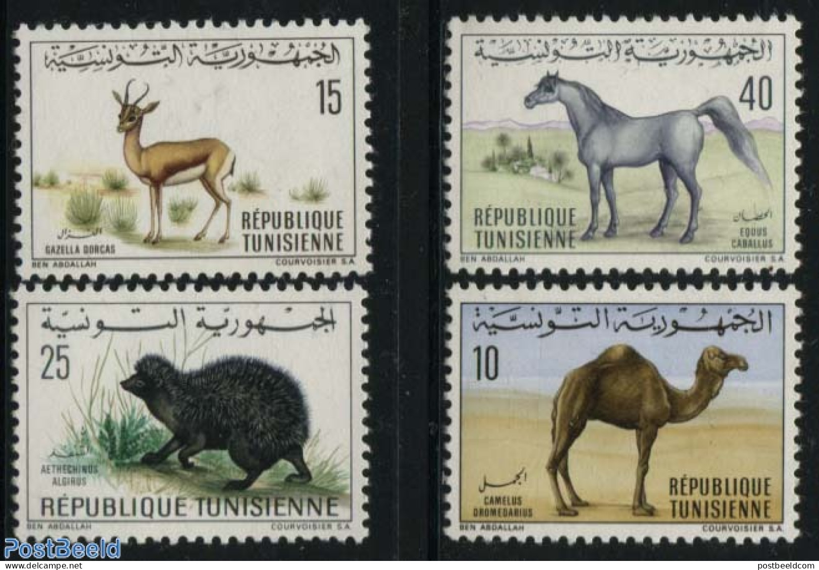 Tunisia 1969 Animals 4v, Mint NH, Nature - Animals (others & Mixed) - Camels - Hedgehog - Horses - Tunisia