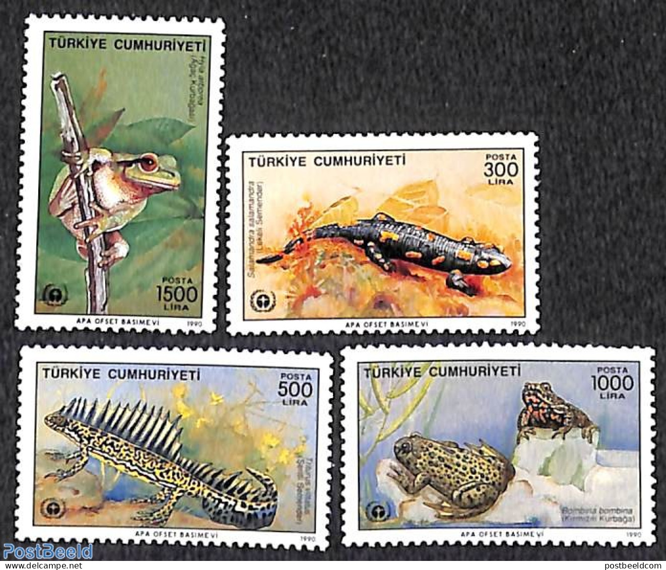 Türkiye 1990 Environment Day 4v, Mint NH, Nature - Animals (others & Mixed) - Environment - Frogs & Toads - Reptiles - Other & Unclassified