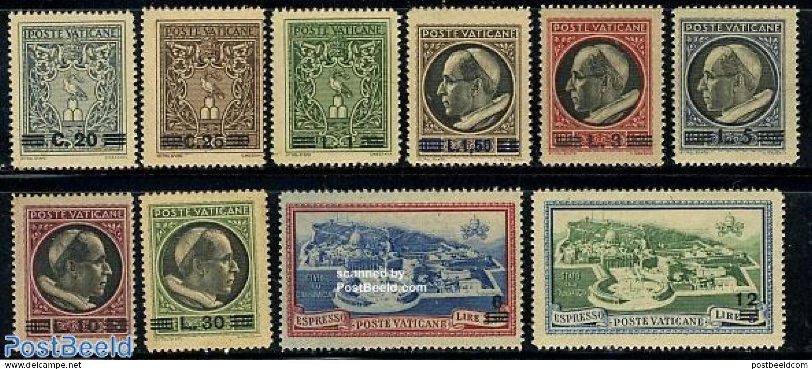 Vatican 1945 Overprints 10v, Mint NH - Unused Stamps