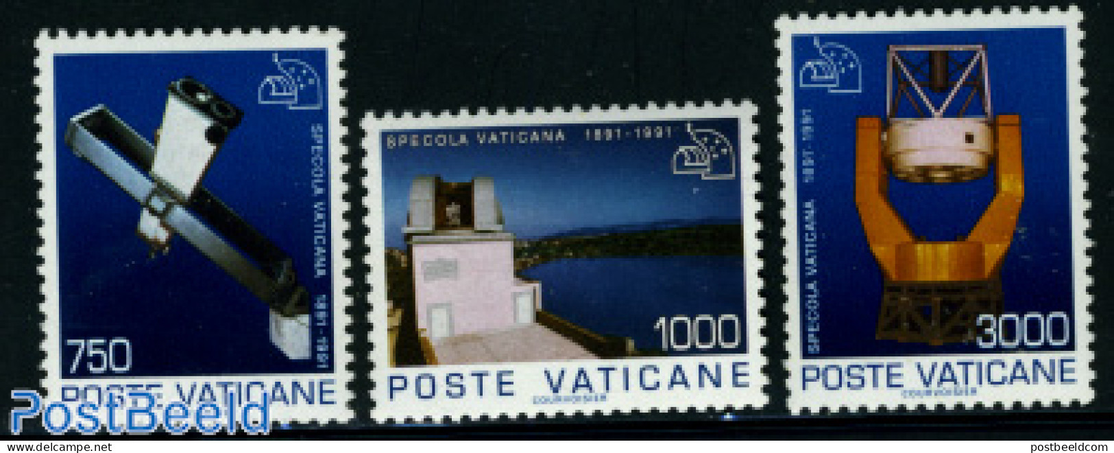 Vatican 1991 Specola Vaticana 3v, Mint NH, Science - Astronomy - Neufs