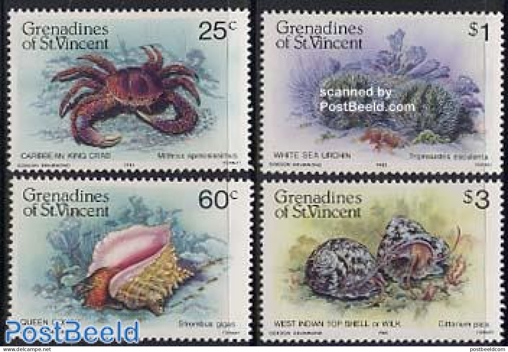 Saint Vincent & The Grenadines 1985 Marine Life 4v, Mint NH, Nature - Shells & Crustaceans - Crabs And Lobsters - Maritiem Leven