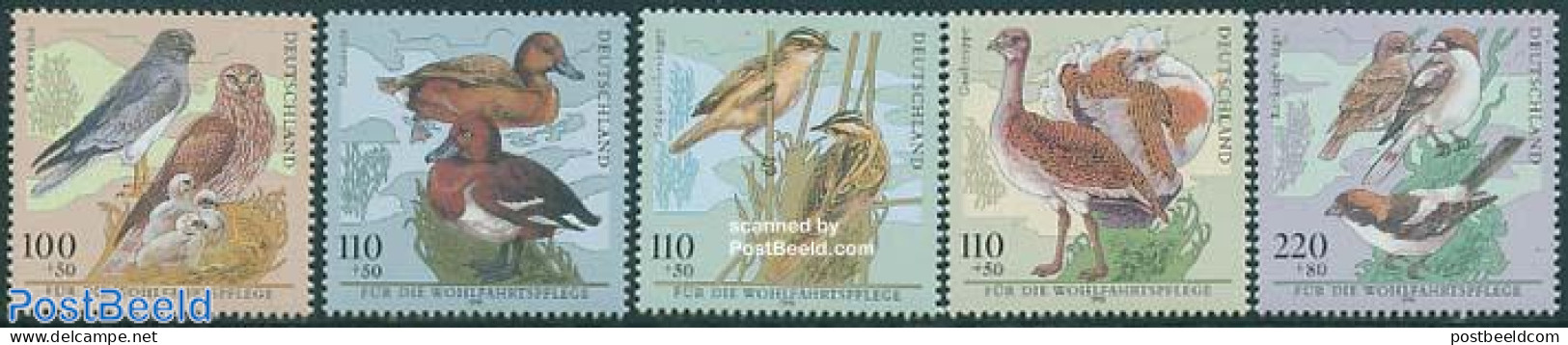 Germany, Federal Republic 1998 Endangered Birds 5v, Mint NH, Nature - Birds - Birds Of Prey - Ducks - Neufs