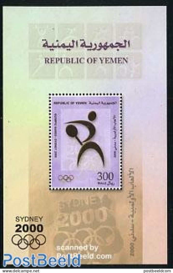 Yemen, Republic 2000 Olympic Games S/s, Mint NH, Sport - Olympic Games - Tennis - Tennis