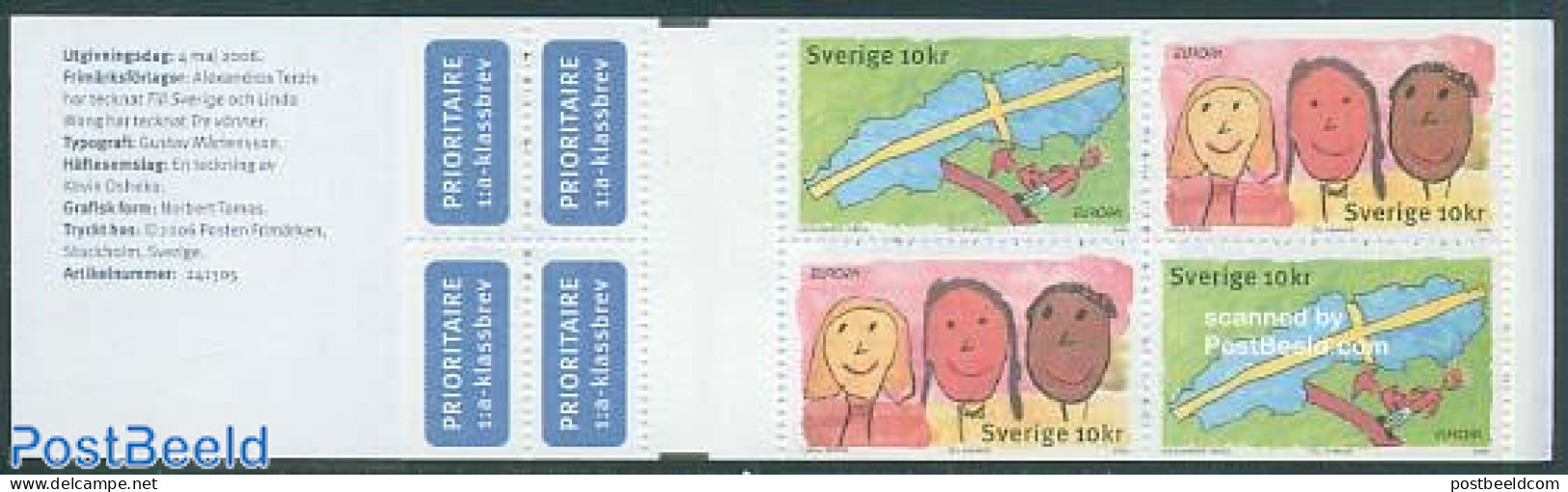 Sweden 2006 Europa 4v In Booklet, Mint NH, History - Europa (cept) - Stamp Booklets - Art - Children Drawings - Unused Stamps