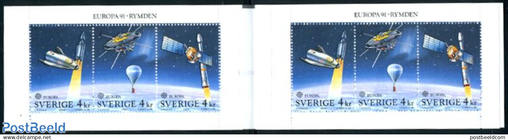 Sweden 1991 Europa CEPT Booklet, Mint NH, History - Transport - Europa (cept) - Stamp Booklets - Balloons - Space Expl.. - Neufs