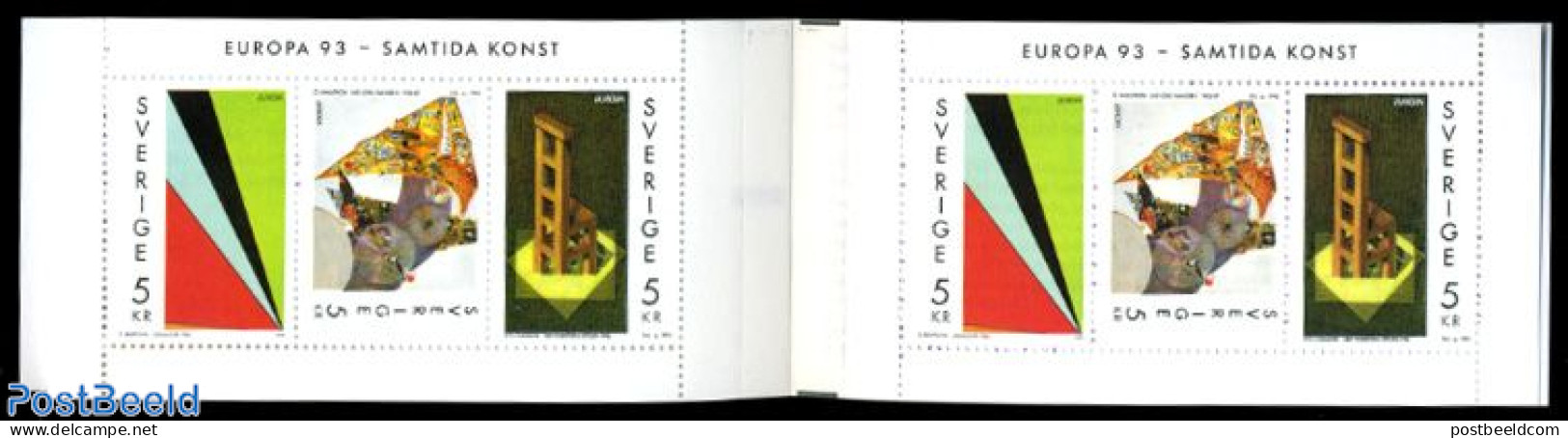 Sweden 1993 Europa CEPT Booklet, Mint NH, History - Europa (cept) - Stamp Booklets - Art - Modern Art (1850-present) - Neufs