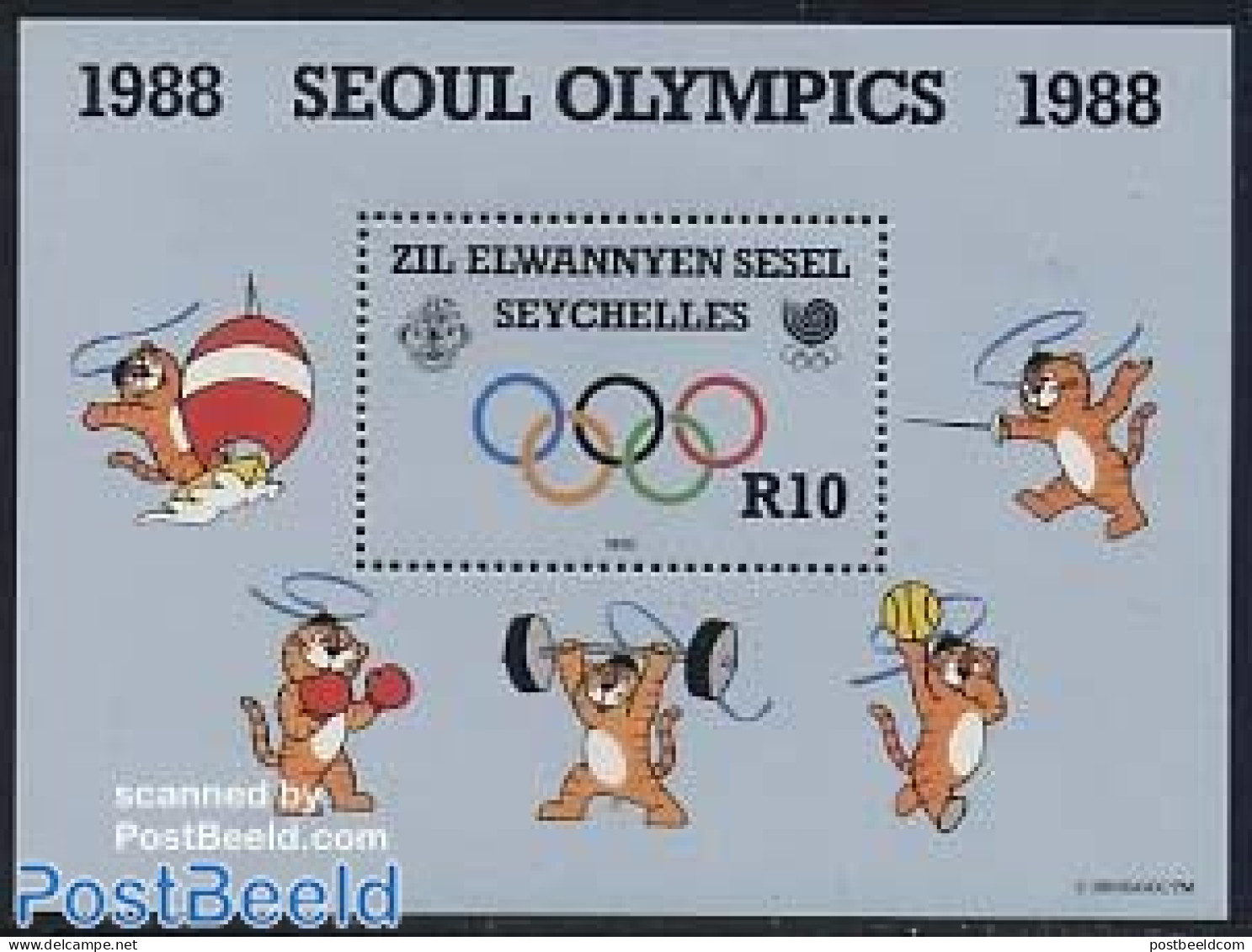 Seychelles, Zil Eloigne Sesel 1988 Olympic Games Seoul S/s, Mint NH, Sport - Olympic Games - Seychellen (1976-...)
