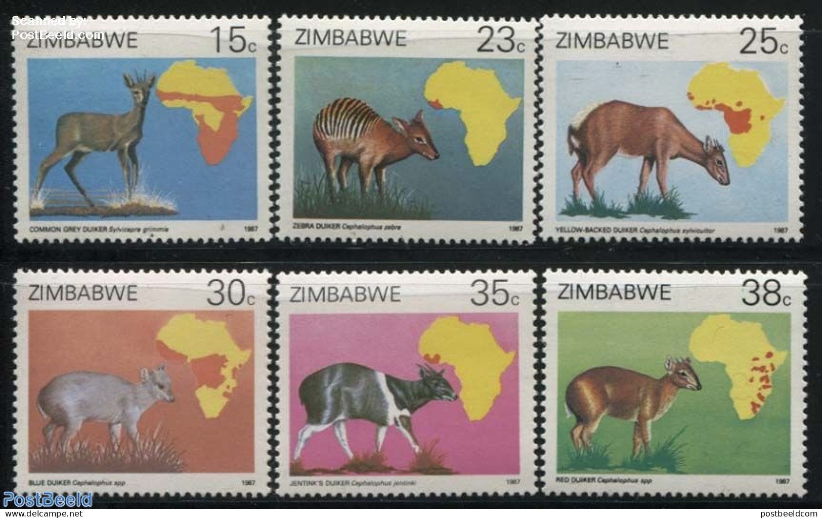 Zimbabwe 1987 Animals & Maps 6v, Mint NH, Nature - Various - Animals (others & Mixed) - Maps - Géographie