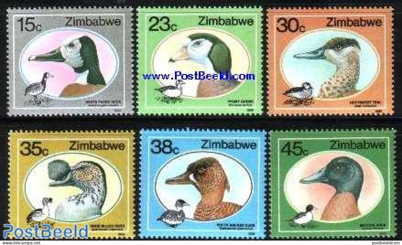 Zimbabwe 1988 Ducks 6v, Mint NH, Nature - Birds - Ducks - Zimbabwe (1980-...)