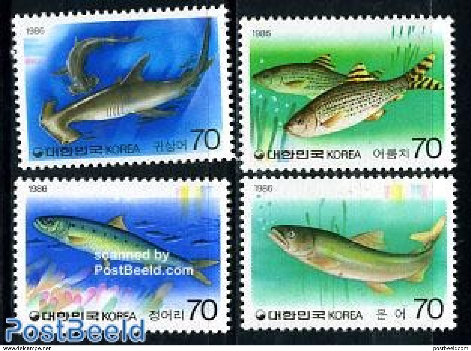 Korea, South 1986 Fish 4v, Mint NH, Nature - Fish - Sharks - Poissons