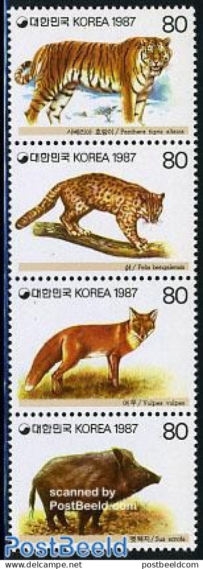 Korea, South 1987 Endangered Animals 4v [:::], Mint NH, Nature - Animals (others & Mixed) - Cat Family - Corée Du Sud