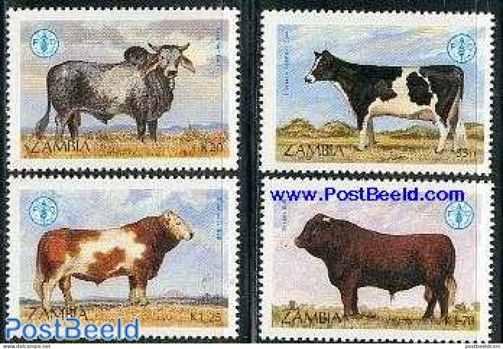 Zambia 1987 F.A.O. Organisation 4v, Mint NH, Nature - Animals (others & Mixed) - Cattle - Zambie (1965-...)