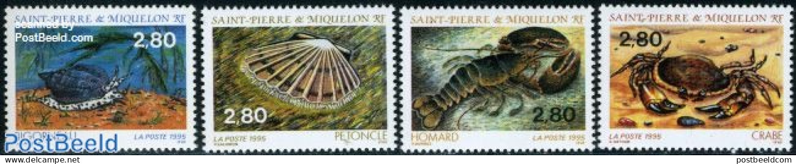 Saint Pierre And Miquelon 1995 Marine Life 4v, Mint NH, Nature - Shells & Crustaceans - Crabs And Lobsters - Vie Marine