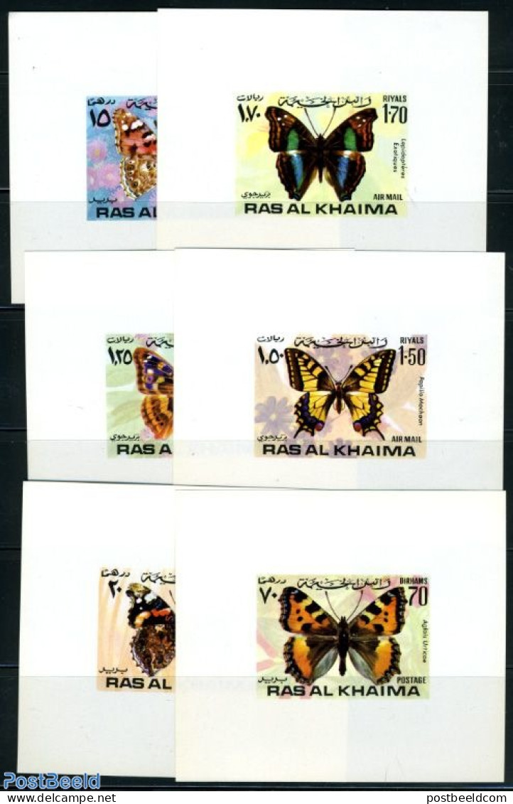 Ras Al-Khaimah 1972 Butterflies 6 S/s, Mint NH, Nature - Butterflies - Ras Al-Khaima