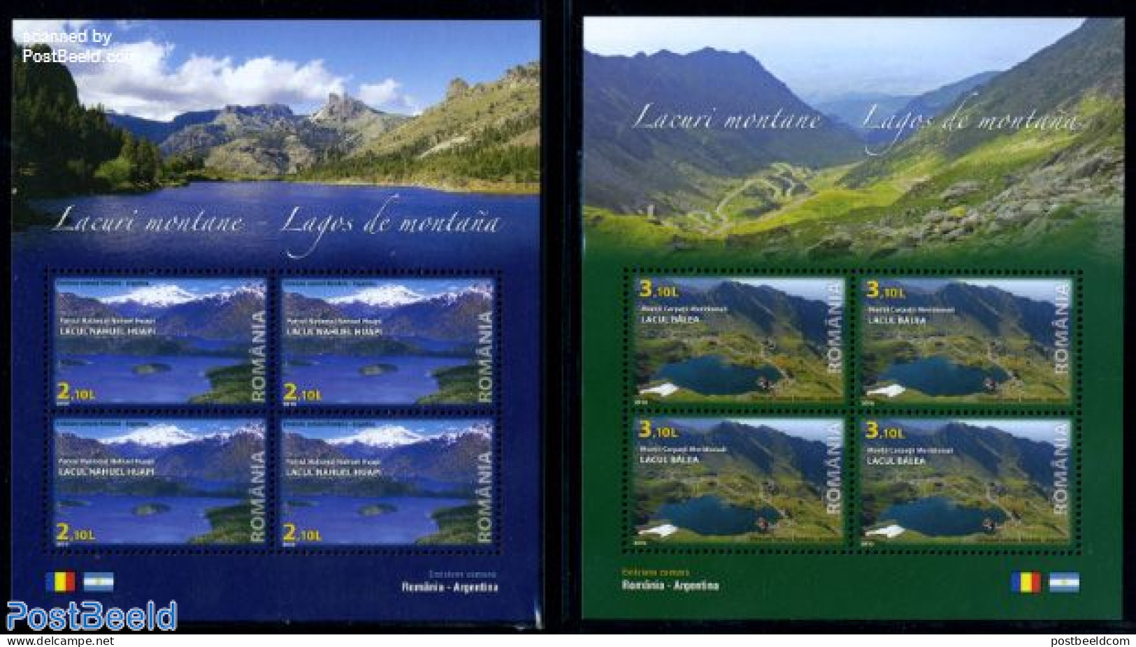 Romania 2010 Mountain Lakes 2 M/s (= 4 Sets), Mint NH, Sport - Various - Mountains & Mountain Climbing - Joint Issues .. - Neufs