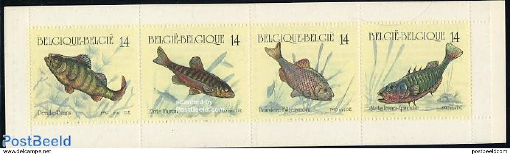 Belgium 1990 Fish 4v In Booklet, Mint NH, Nature - Fish - Stamp Booklets - Ungebraucht