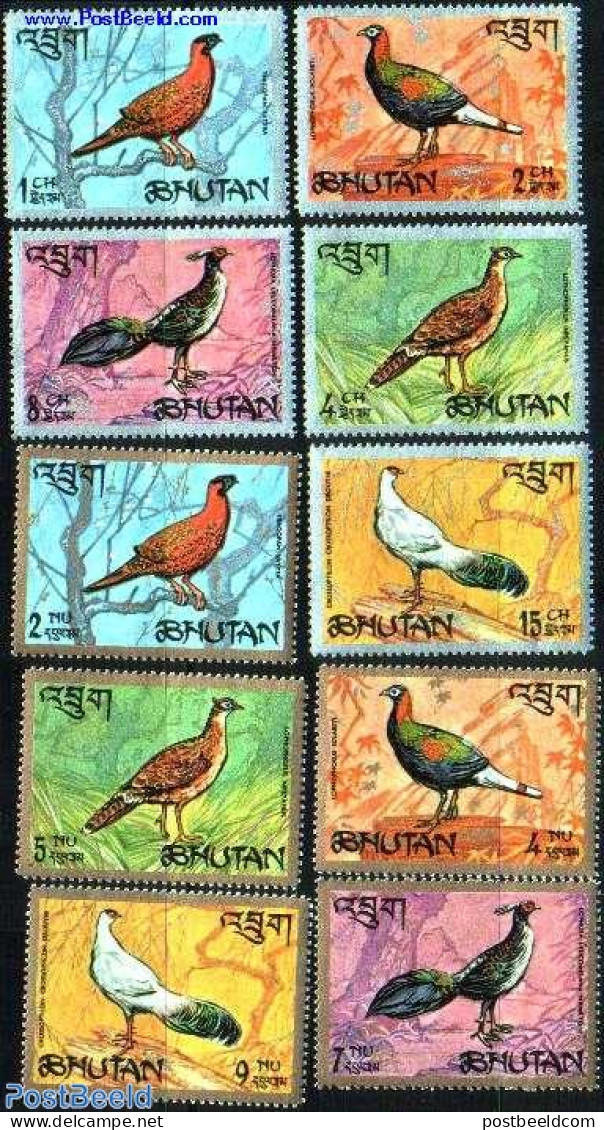 Bhutan 1968 Pheasants 10v, Mint NH, Nature - Birds - Poultry - Bhutan