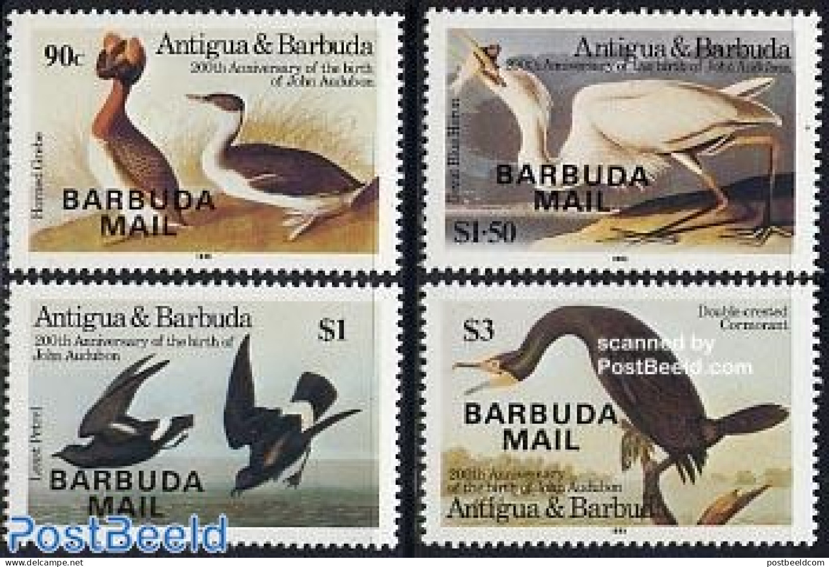 Barbuda 1985 J.J. Audubon 4v, Mint NH, Nature - Birds - Barbuda (...-1981)