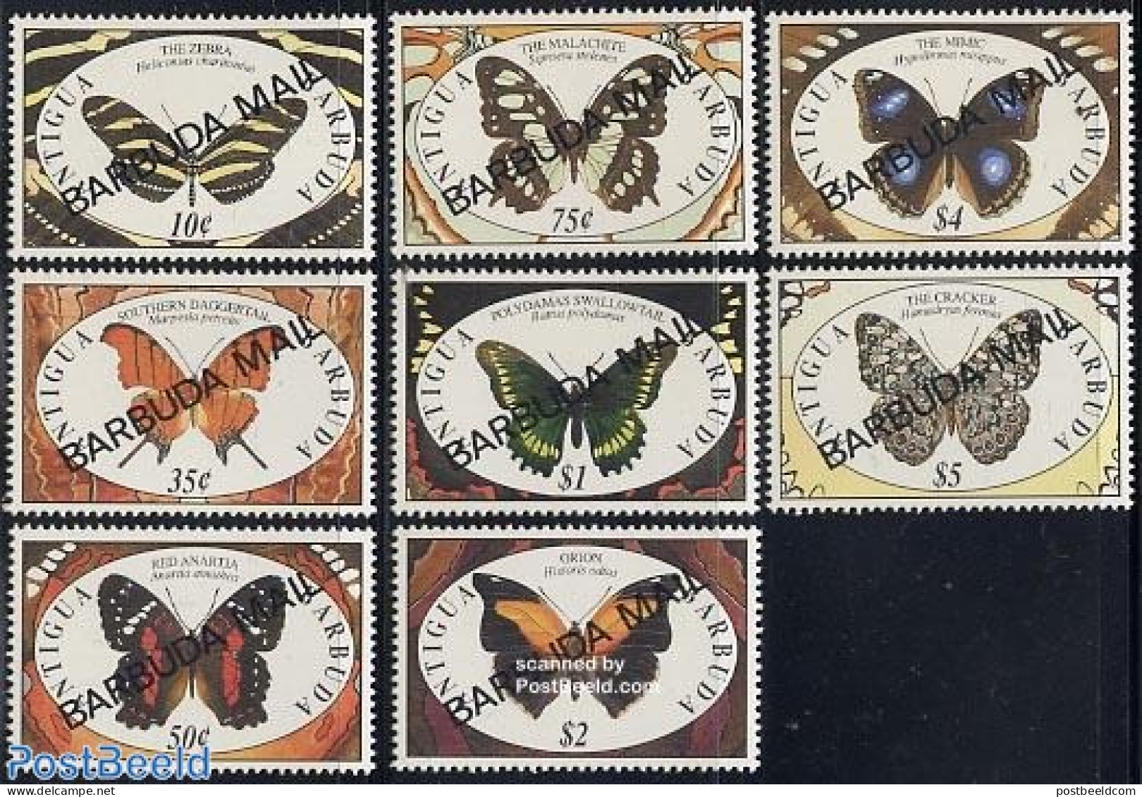 Barbuda 1991 Butterflies 8v, Mint NH, Nature - Butterflies - Barbuda (...-1981)