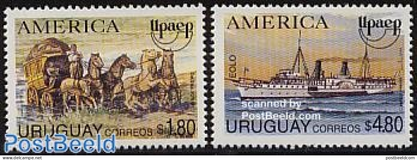 Uruguay 1994 UPAEP 2v, Mint NH, Nature - Transport - Horses - Post - U.P.A.E. - Ships And Boats - Poste