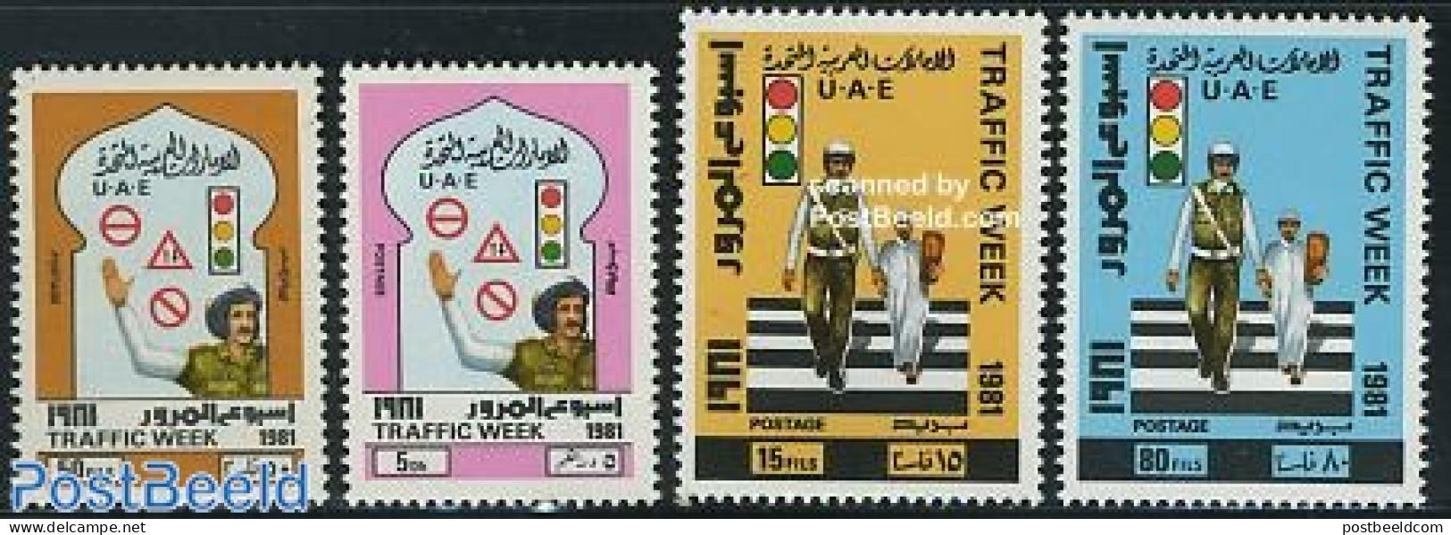 United Arab Emirates 1981 Traffic Week 4v, Mint NH, Transport - Various - Traffic Safety - Police - Ongevallen & Veiligheid Op De Weg