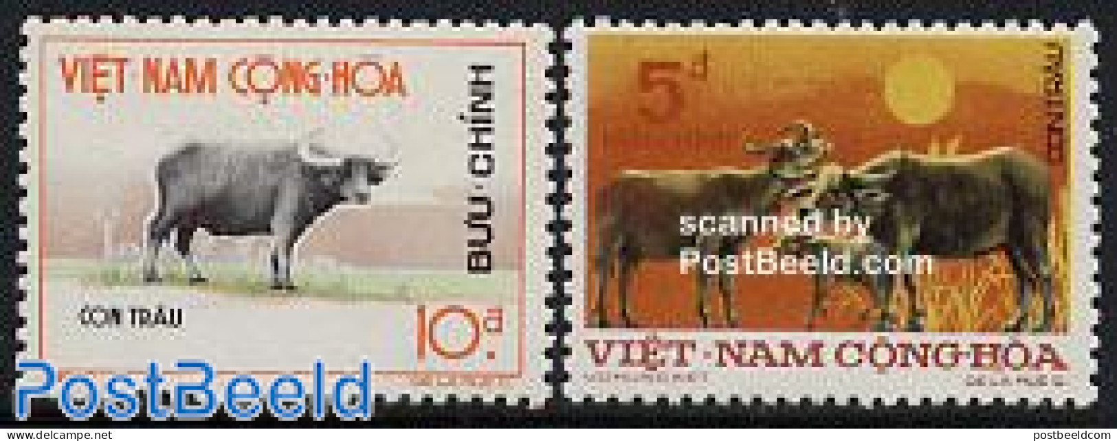 Vietnam, South 1973 Newyear 2v, Mint NH, Nature - Various - Cattle - New Year - New Year