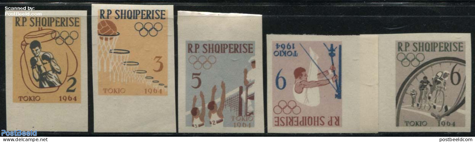 Albania 1963 Olympic Games 5v Imperforated, Mint NH, Sport - Basketball - Cycling - Olympic Games - Volleyball - Basketball