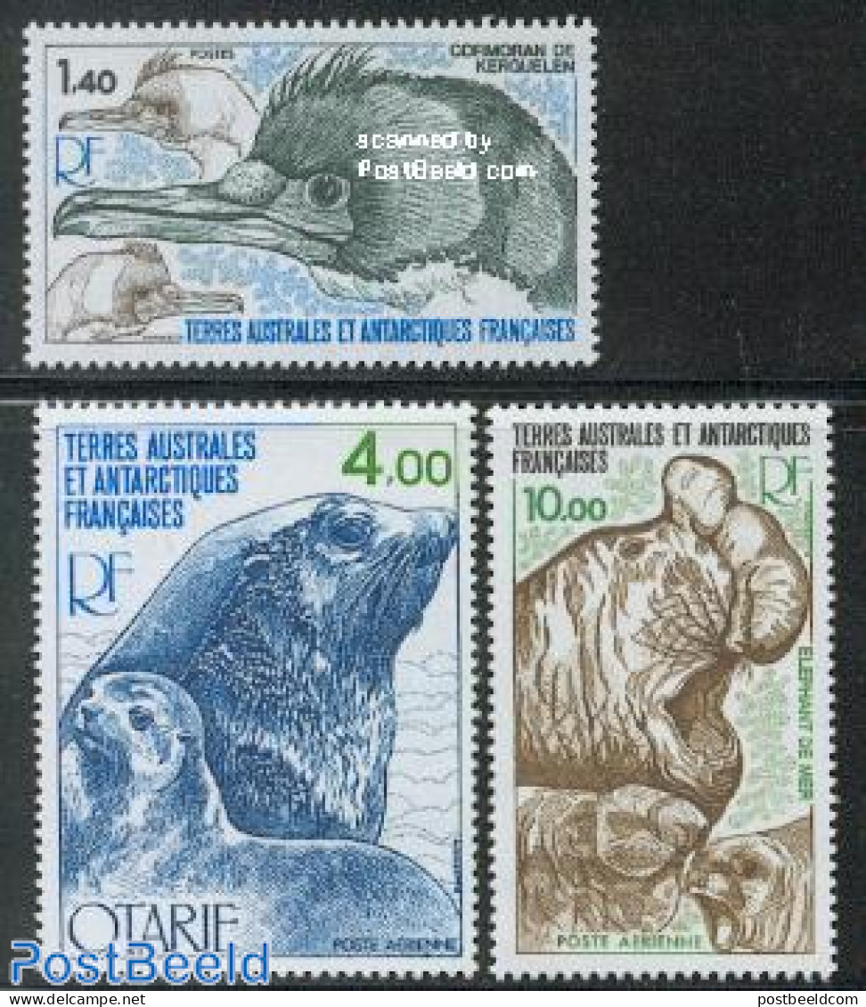 French Antarctic Territory 1979 Animals 3v, Mint NH, Nature - Animals (others & Mixed) - Birds - Sea Mammals - Unused Stamps