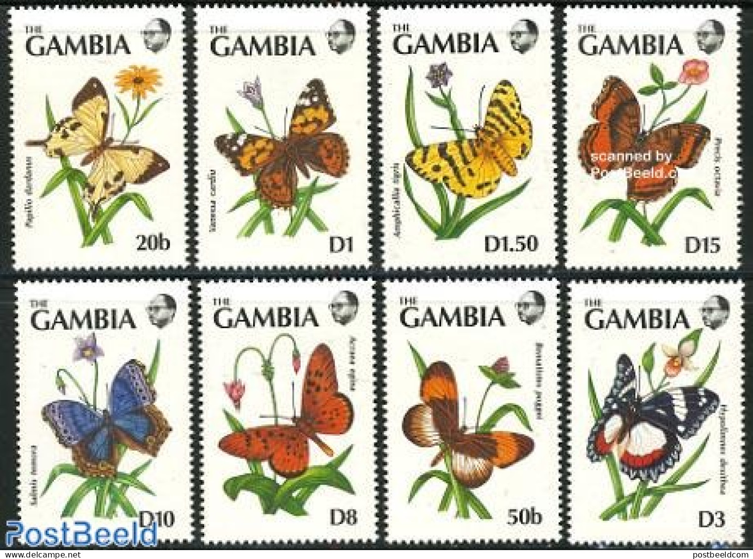 Gambia 1991 Butterflies 8v, Mint NH, Nature - Butterflies - Gambia (...-1964)