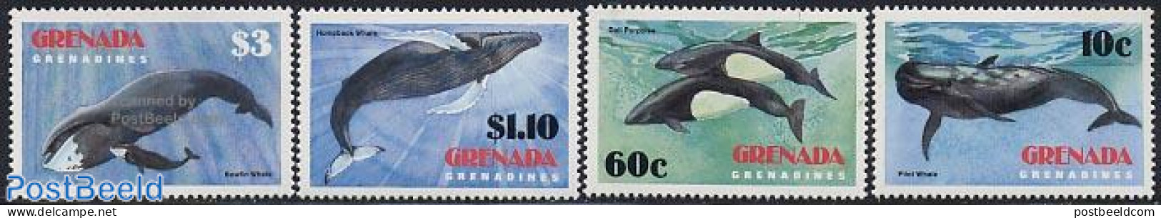 Grenada Grenadines 1983 Whales 4v, Mint NH, Nature - Sea Mammals - Grenade (1974-...)