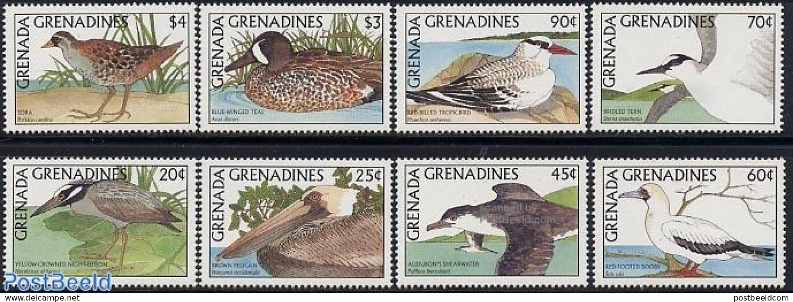 Grenada Grenadines 1988 Birds 8v, Mint NH, Nature - Birds - Ducks - Grenade (1974-...)
