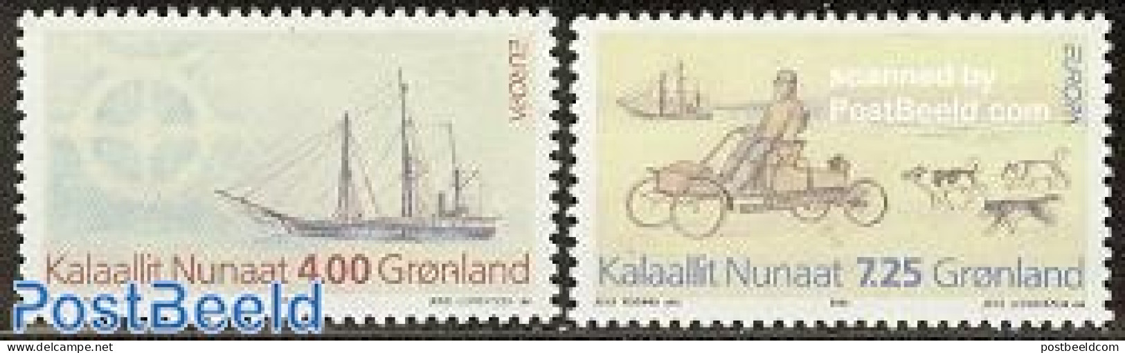 Greenland 1994 Europa, Discoveries 2v, Mint NH, History - Nature - Transport - Europa (cept) - Explorers - Dogs - Ship.. - Neufs