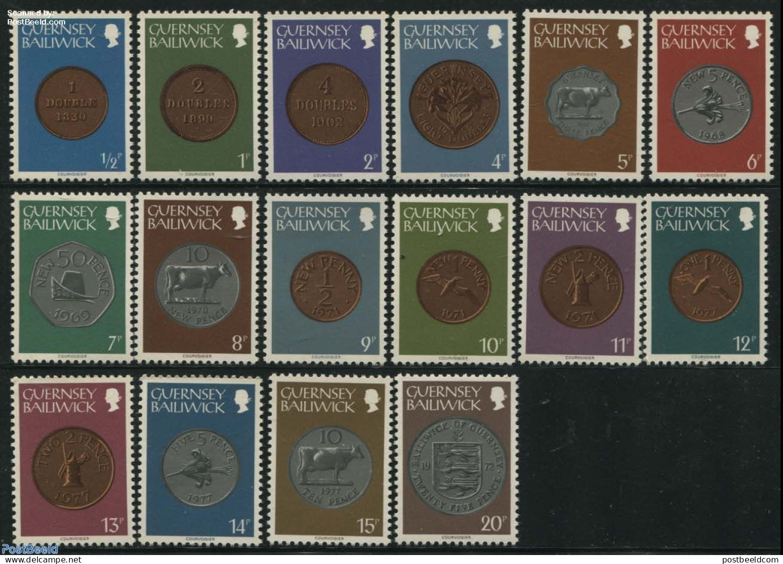 Guernsey 1979 Definitives, Coins 16v, Mint NH, Various - Mills (Wind & Water) - Money On Stamps - Windmills