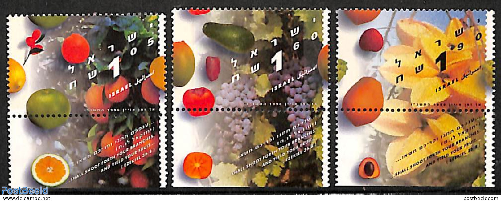 Israel 1996 Fruits 3v, Mint NH, Nature - Fruit - Unused Stamps (with Tabs)