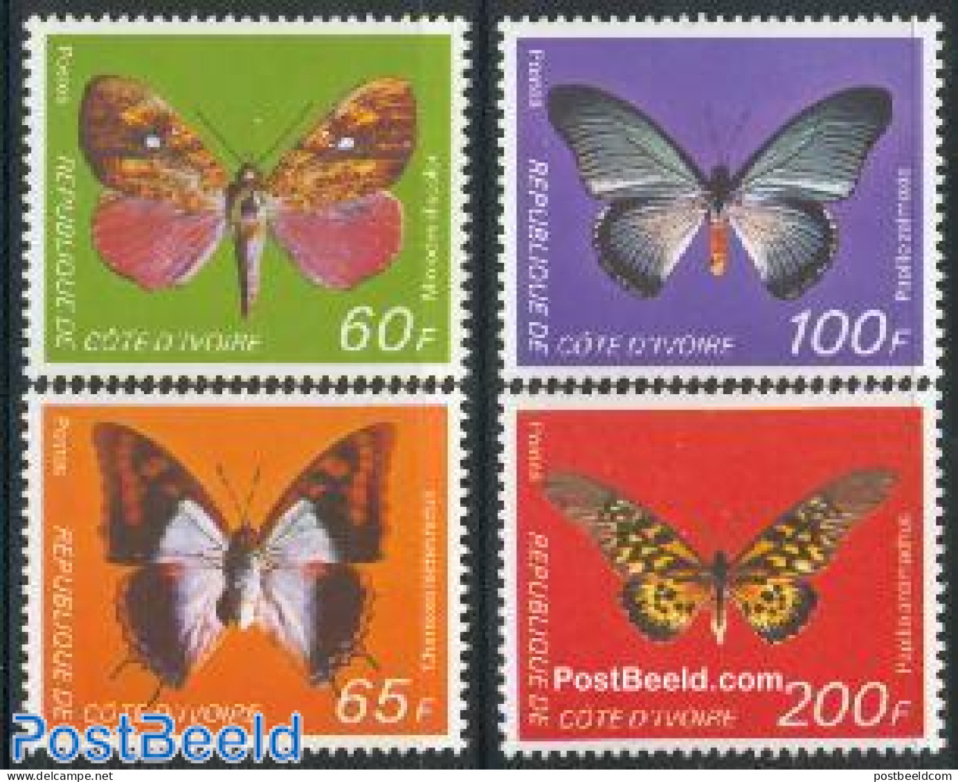 Ivory Coast 1978 Butterflies 4v, Mint NH, Nature - Butterflies - Neufs