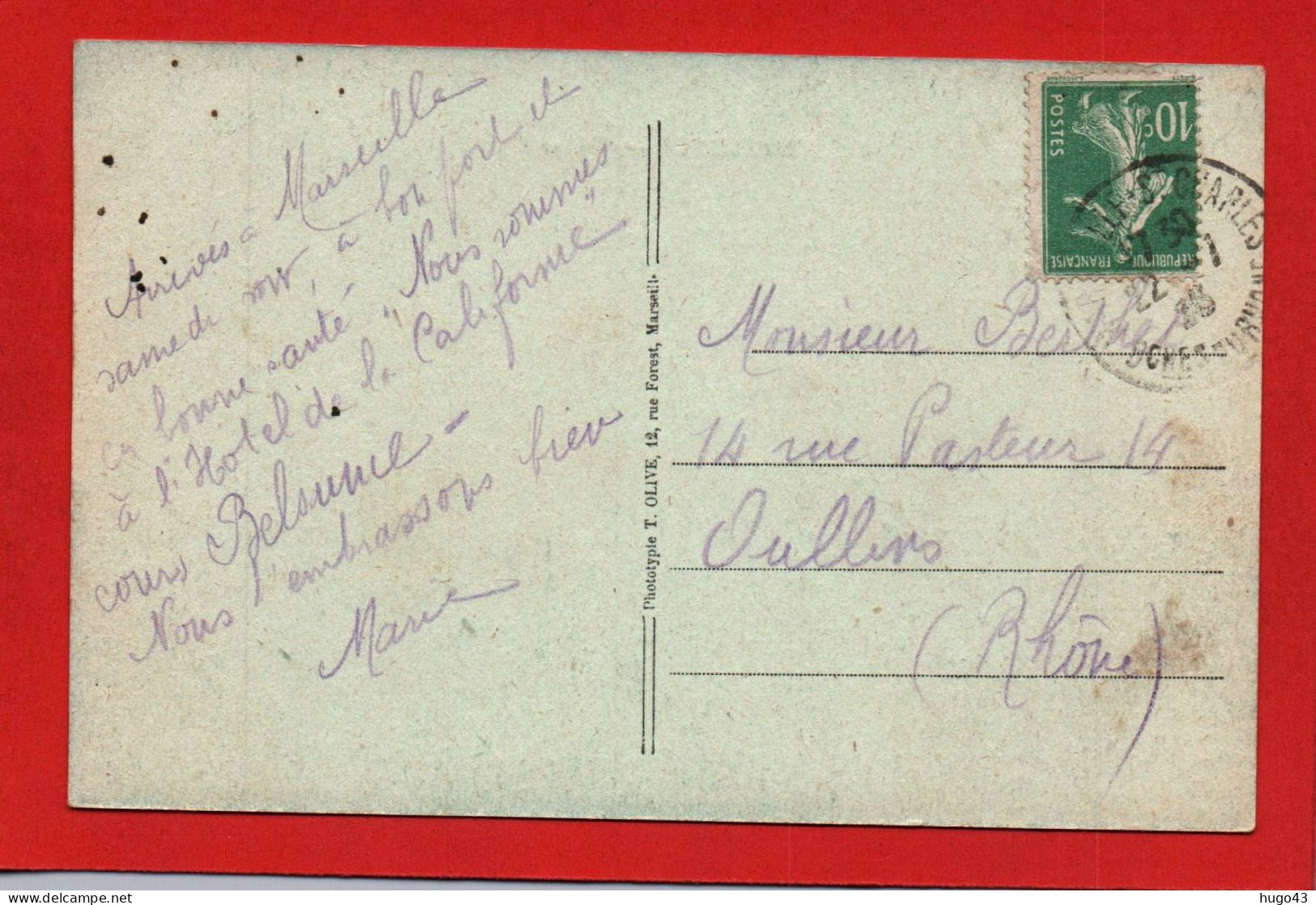 (RECTO / VERSO) MARSEILLE EN 1923 - CHATEAU D' IF - VOILIER - CPA COULEUR - Château D'If, Frioul, Iles ...