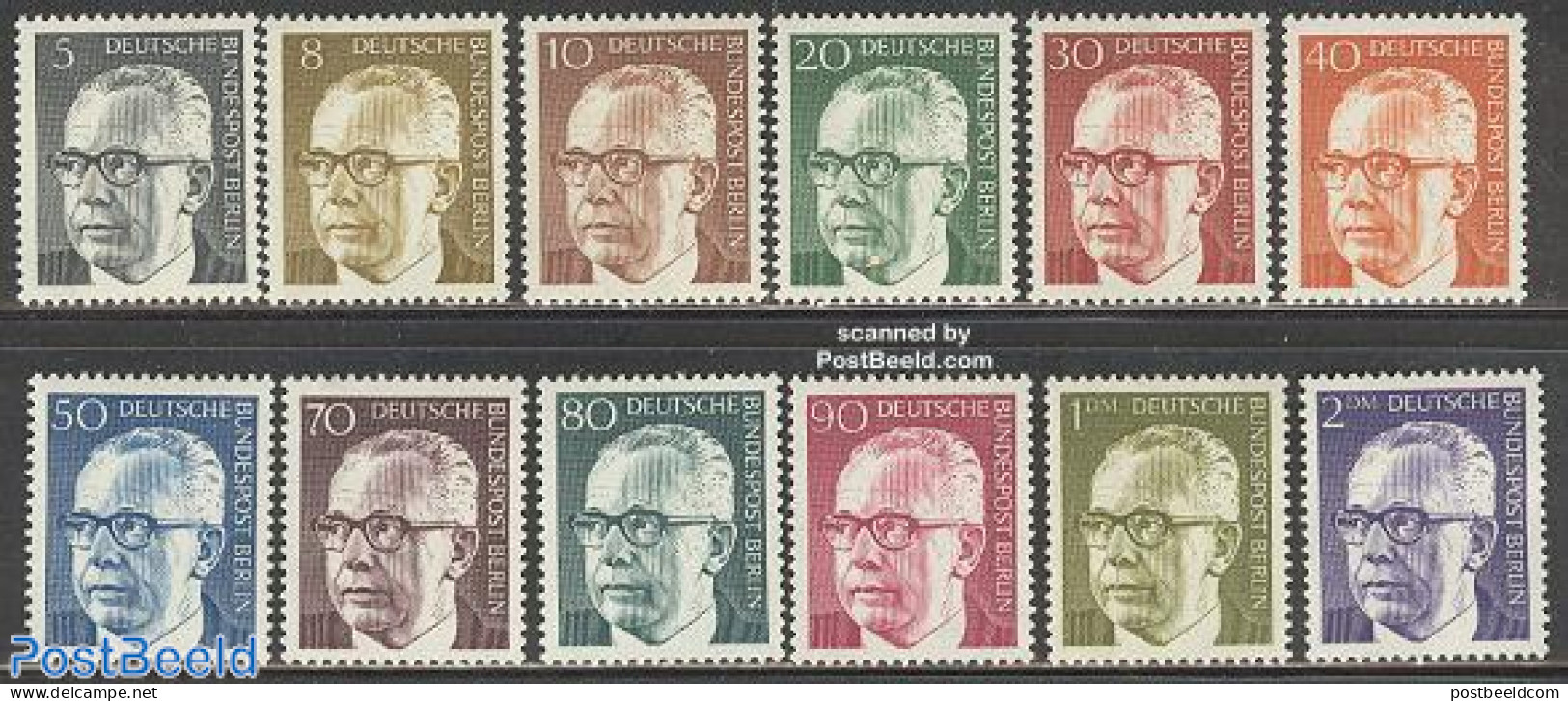 Germany, Berlin 1970 Definitives, Heinemann 12v, Mint NH - Unused Stamps