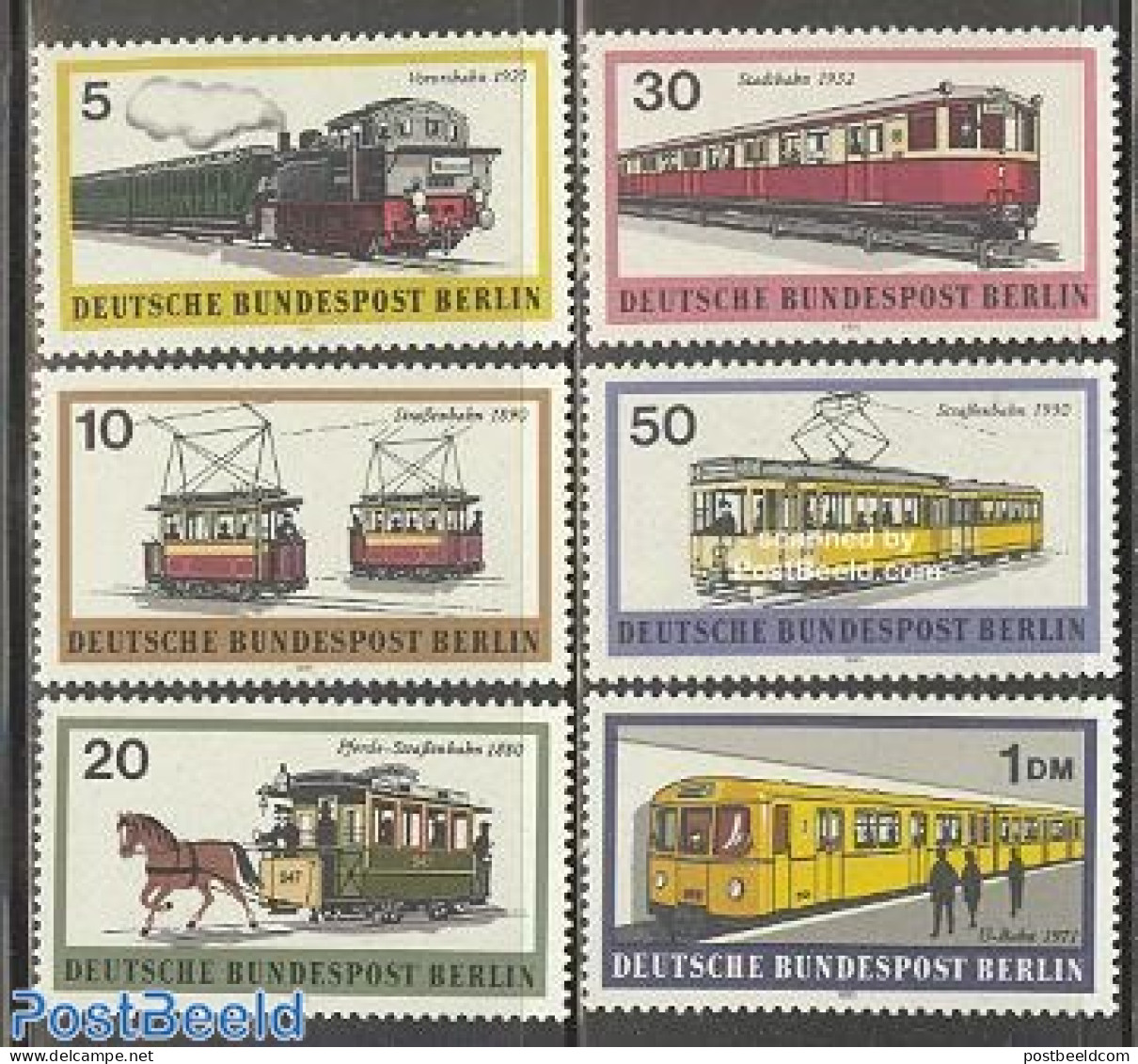 Germany, Berlin 1971 Transports 6v, Mint NH, Nature - Transport - Horses - Railways - Trams - Neufs