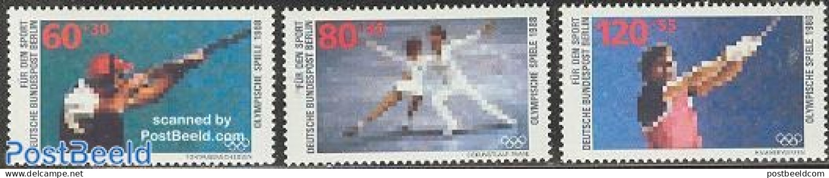 Germany, Berlin 1988 Sports 3v, Mint NH, Sport - Shooting Sports - Skating - Sport (other And Mixed) - Nuevos
