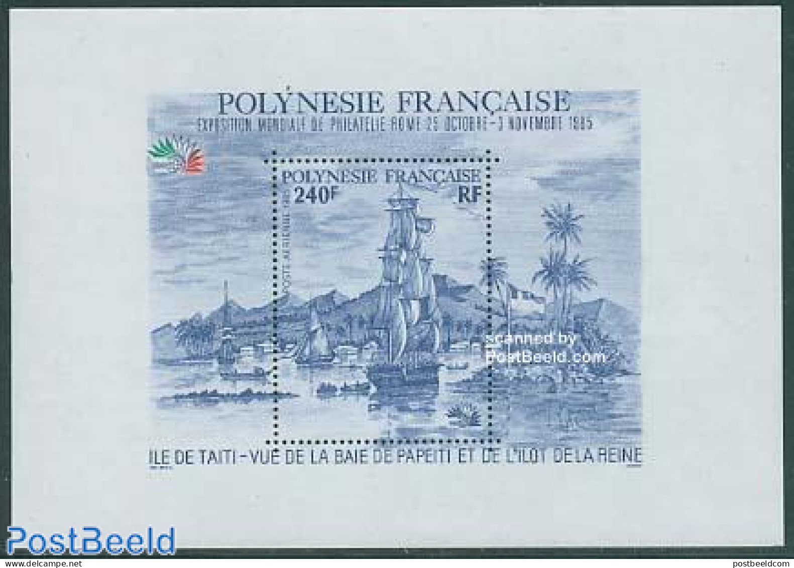 French Polynesia 1985 Italia 85 S/s, Mint NH, Transport - Philately - Ships And Boats - Ungebraucht