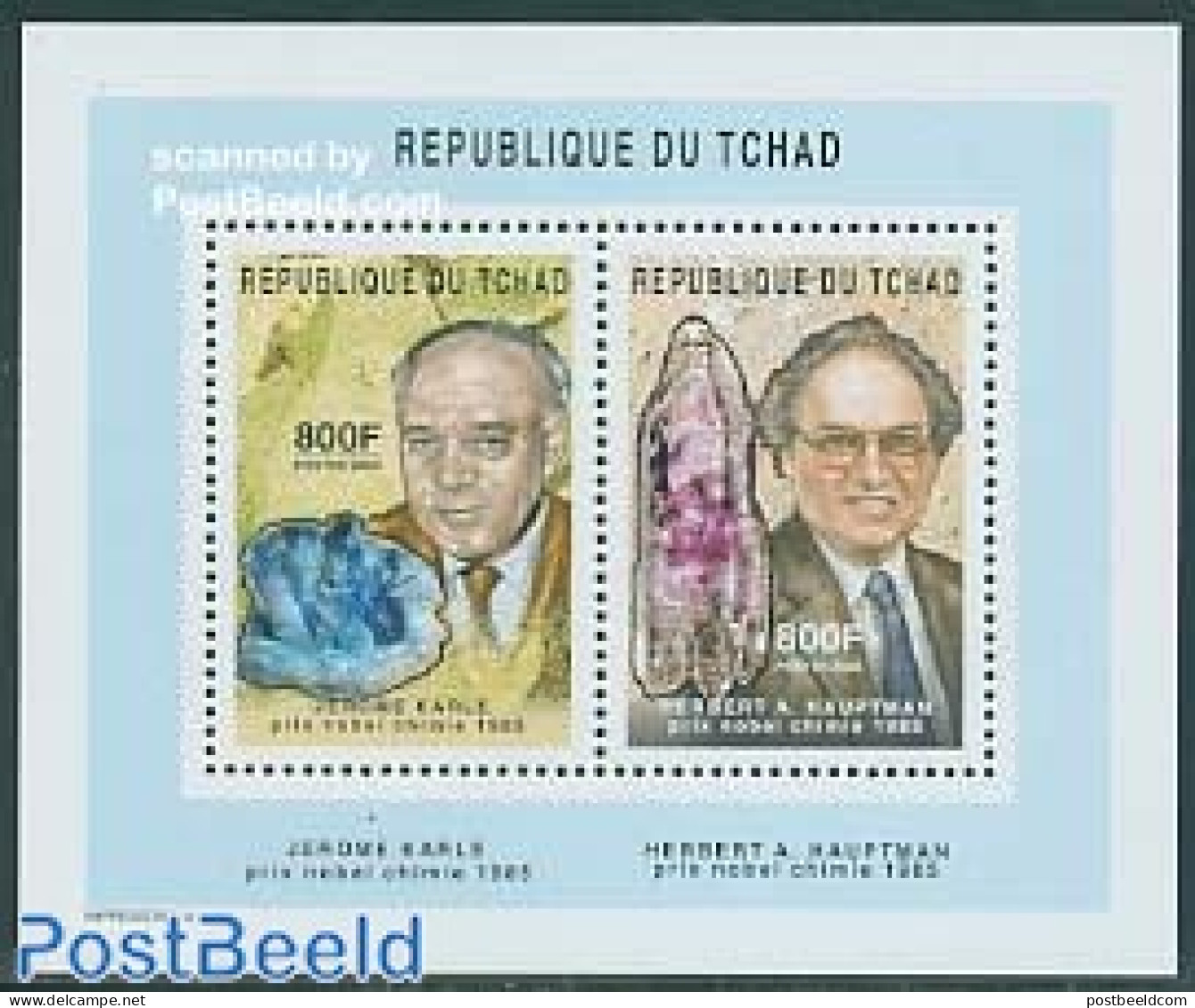 Chad 2004 Karle/Hauptman S/s, Mint NH, History - Science - Geology - Nobel Prize Winners - Chemistry & Chemists - Other & Unclassified