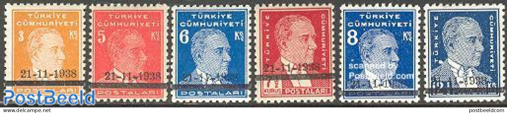 Türkiye 1938 Death Of Ataturk 6v, Mint NH, History - Politicians - Other & Unclassified