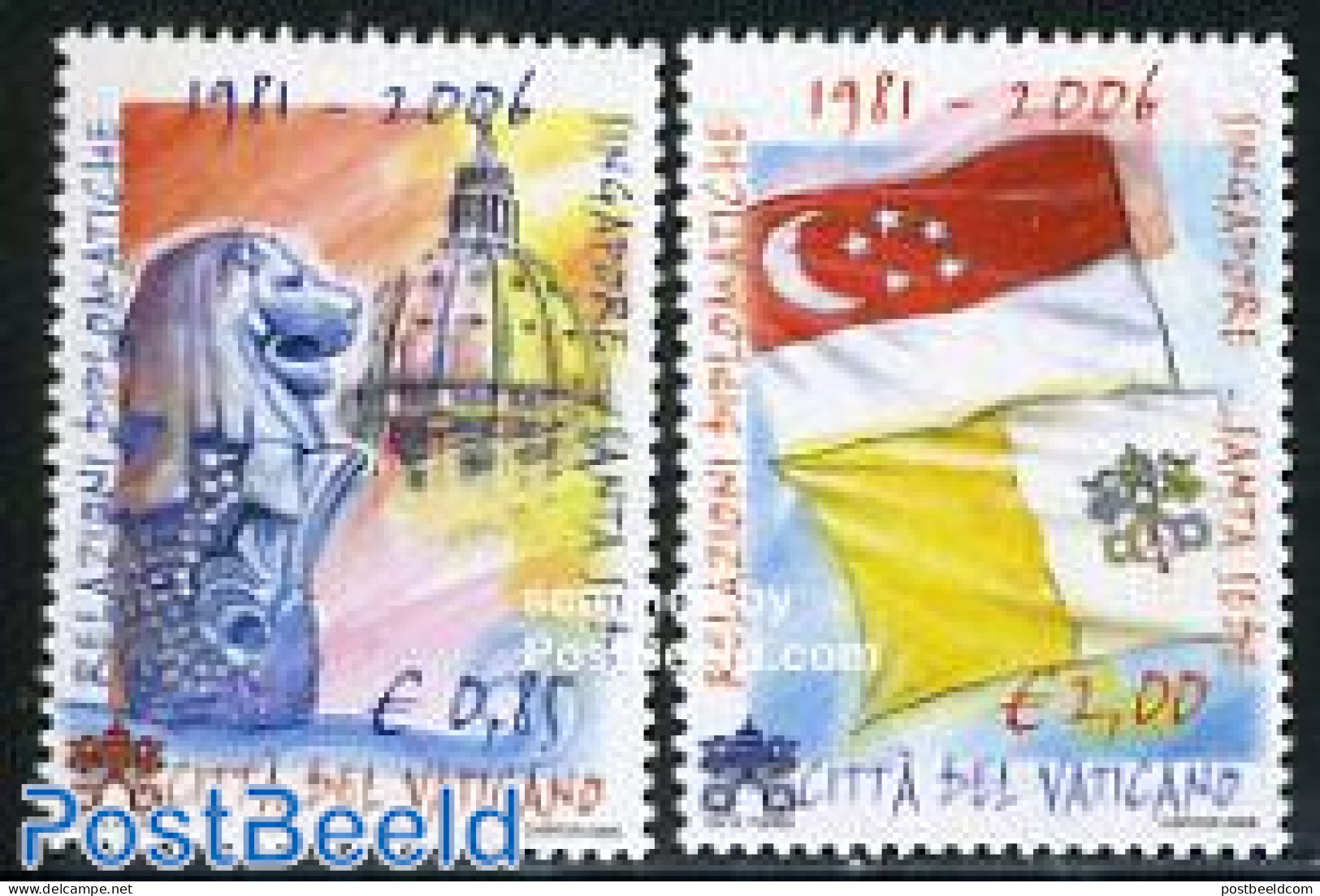 Vatican 2006 Diplomatic Relations Singapore 2v, Joint Issue Sin, Mint NH, History - Various - Flags - Joint Issues - Ungebraucht