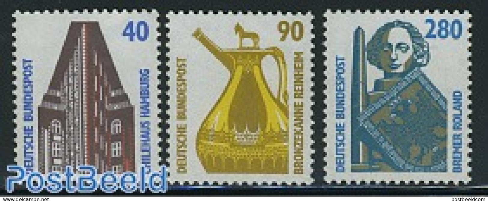 Germany, Federal Republic 1988 Definitives, Tourism 3v, Mint NH, Art - Art & Antique Objects - Modern Architecture - Ungebraucht