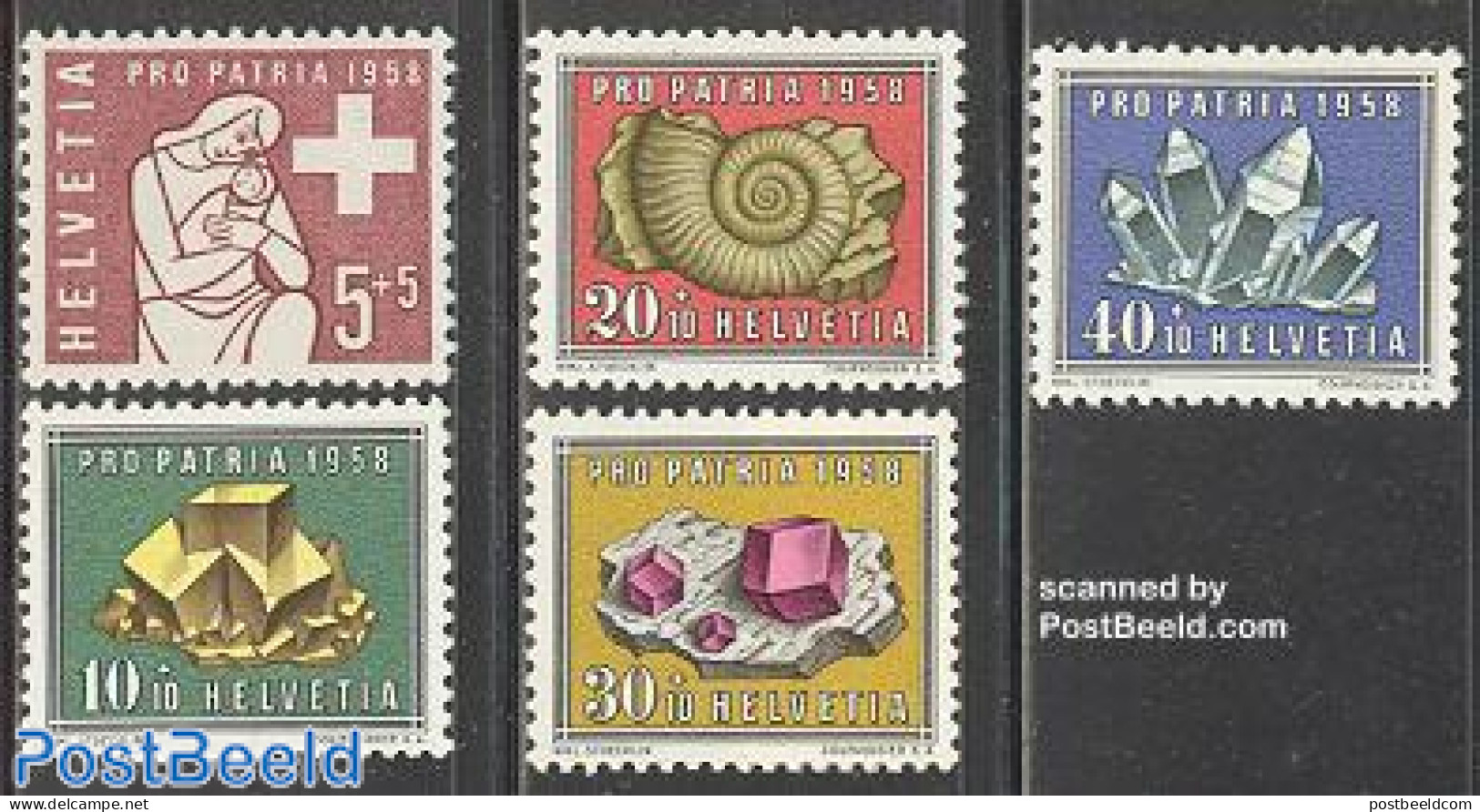 Switzerland 1958 Pro Patria 5v, Mint NH, History - Geology - Unused Stamps