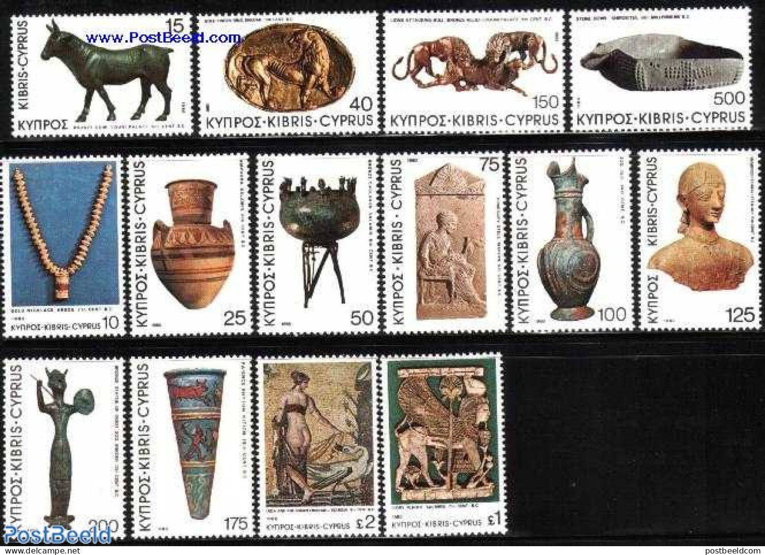 Cyprus 1980 Definitives, Archaeology 14v, Mint NH, History - Archaeology - Art - Art & Antique Objects - Mosaics - Unused Stamps