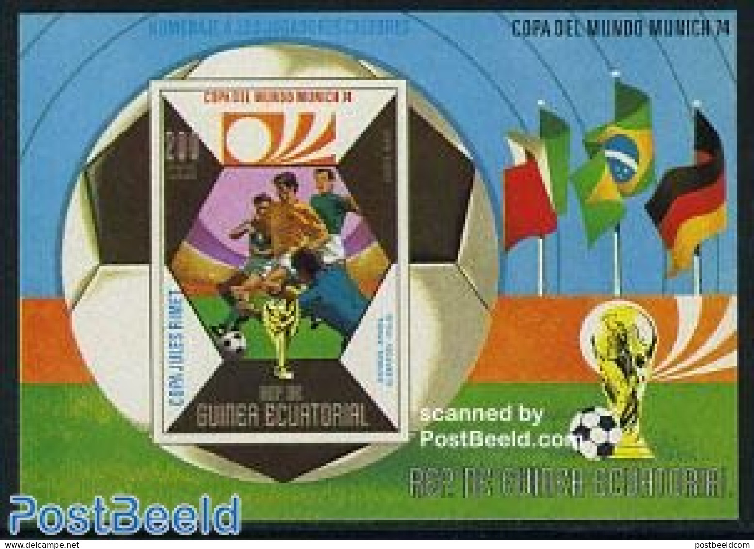 Equatorial Guinea 1974 World Cup Football S/s, Gerson, Mint NH, Sport - Football - Guinée Equatoriale