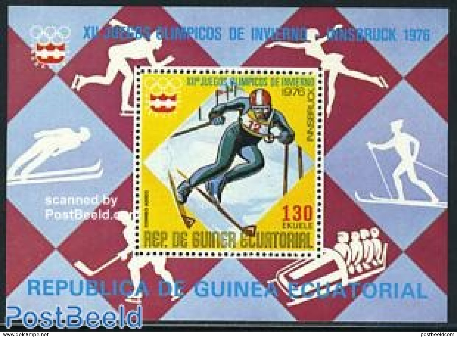 Equatorial Guinea 1976 Olympic Winter Games S/s, Mint NH, Sport - Olympic Winter Games - Skiing - Skisport