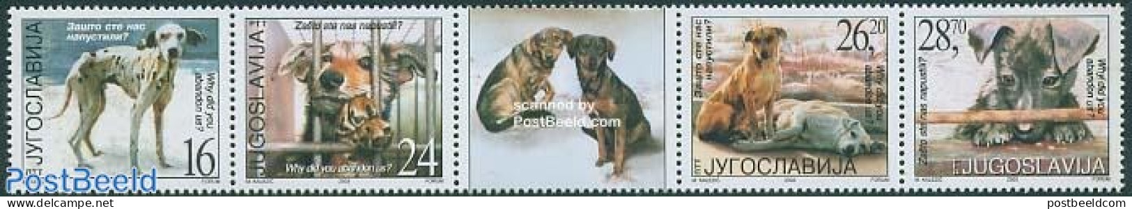 Yugoslavia 2003 Dogs 4v+tab [::T::] (tab May Vary), Mint NH, Nature - Dogs - Neufs